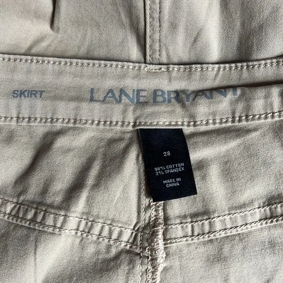 Lane Bryant Stretch Khaki Twill Tan Button Fly Skirt Plus Size 28 - Picture 7 of 8